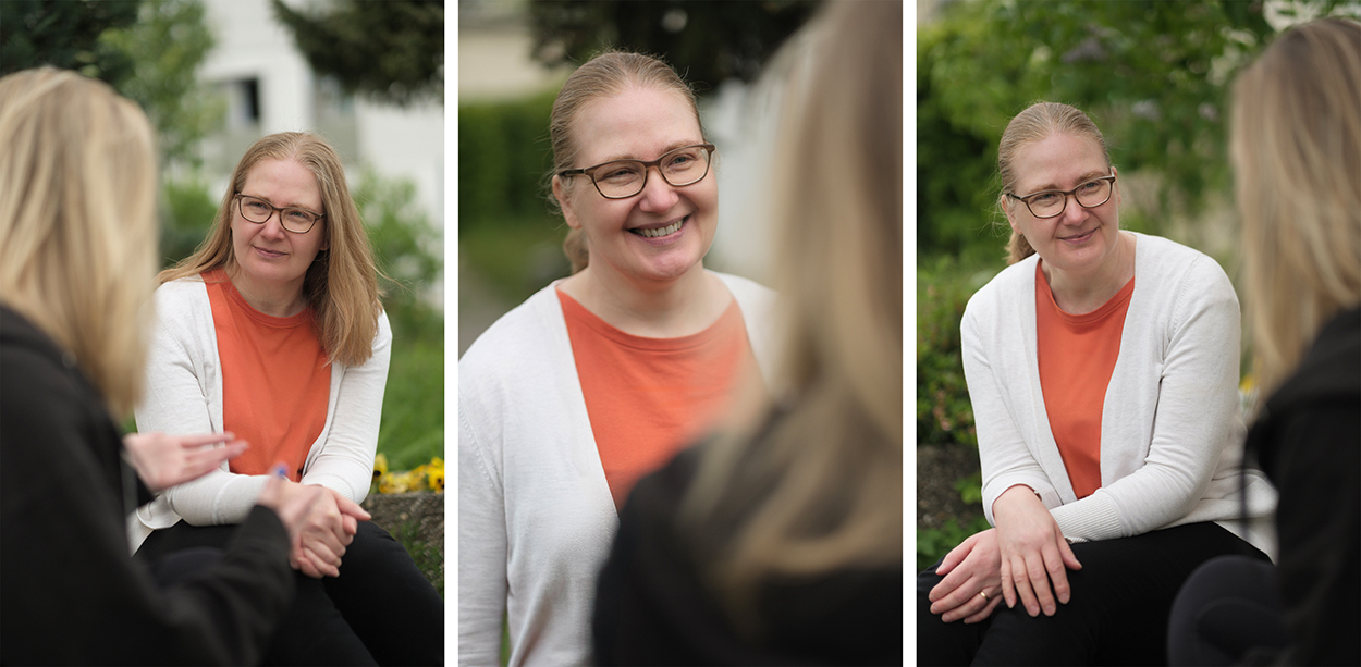 Das Bild zeigt drei verschiedene Coaching-Situationen, bei denen die Systemische Coach Franziska Sommerfeld mit einer Klientin arbeitet.